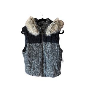 Aeropostale hooded tweed quilted puffer vest NWT